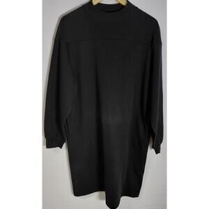 UNIQLO U  Black Long Sleeve Dress Solid Knit Knee Length Women Size L